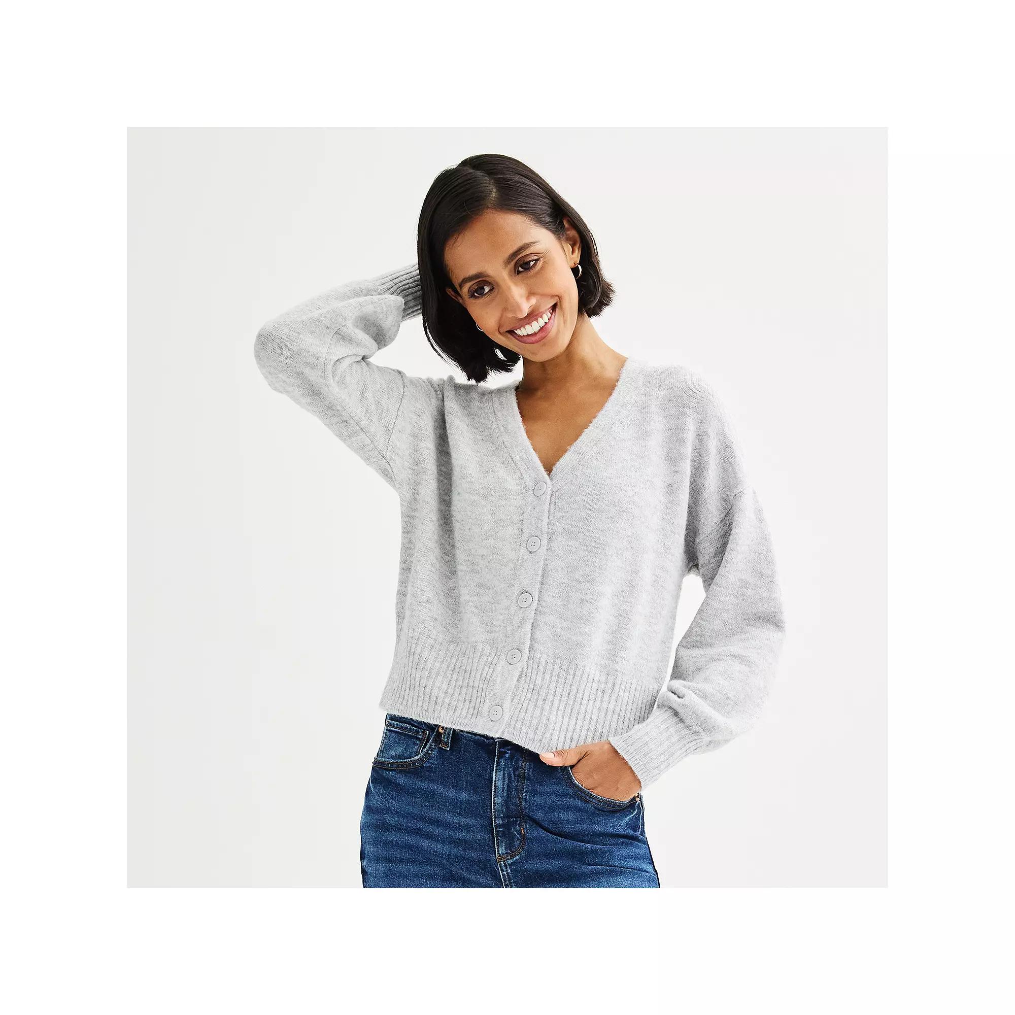 Women's Sonoma Goods For Life® Button Front Cardigan, Size: XXL, Gray Product Image