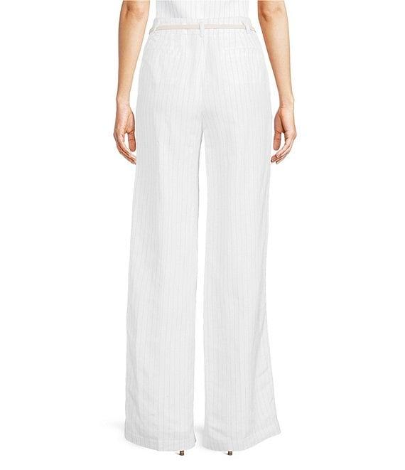 Calvin Klein Pinstripe Linen Blend Pants Product Image