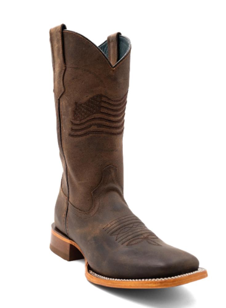 SALE Ferrini® Men's Chocolate Patriot/Flag Square Toe Boots Product Image