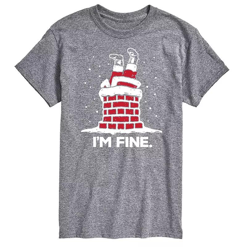 Big & Tall I'm Fine Santa Chimney Graphic Tee, Men's,  Product Image