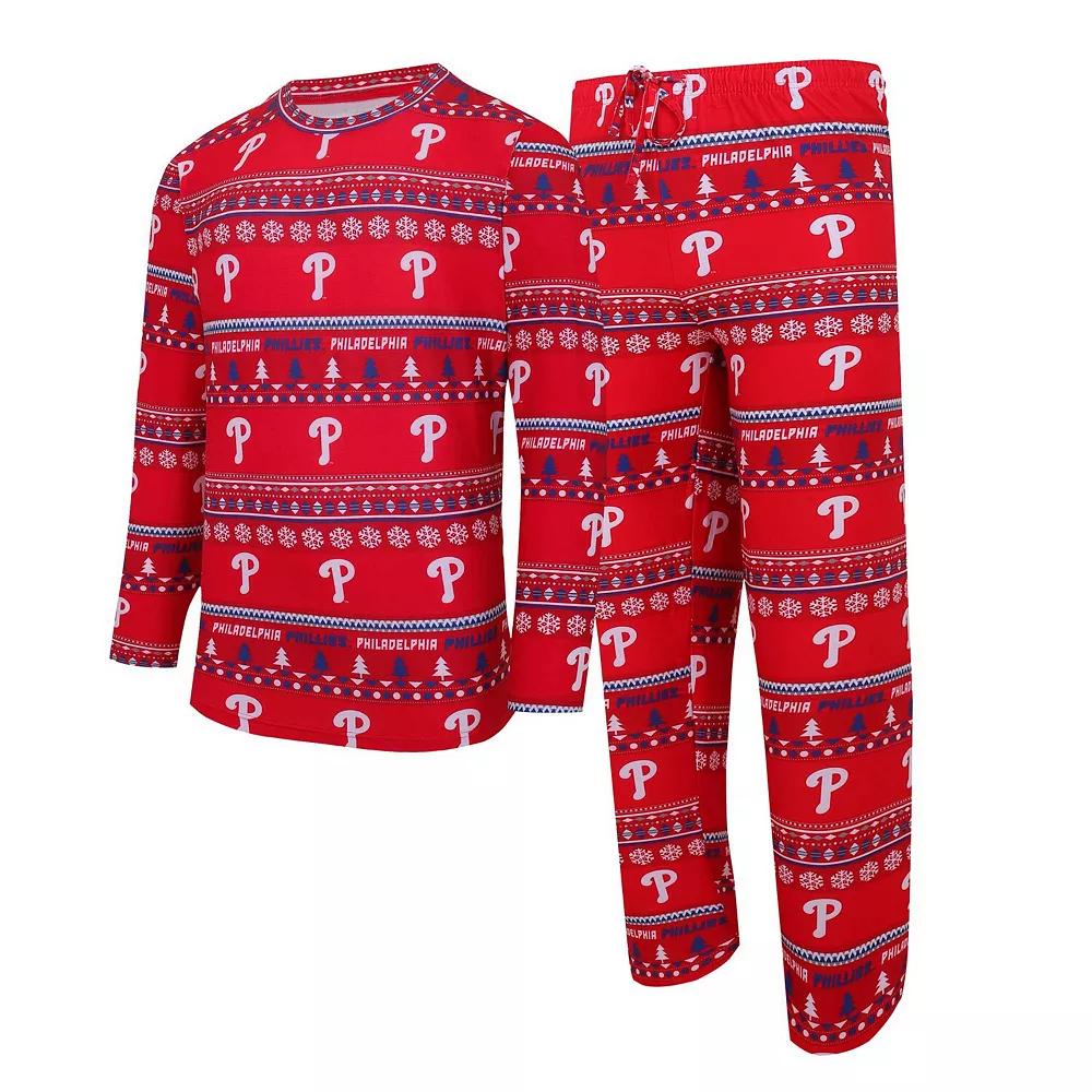 Men's Concepts Sport Red Philadelphia Phillies Knit Ugly Sweater Long Sleeve Top & Pants Set,  Product Image