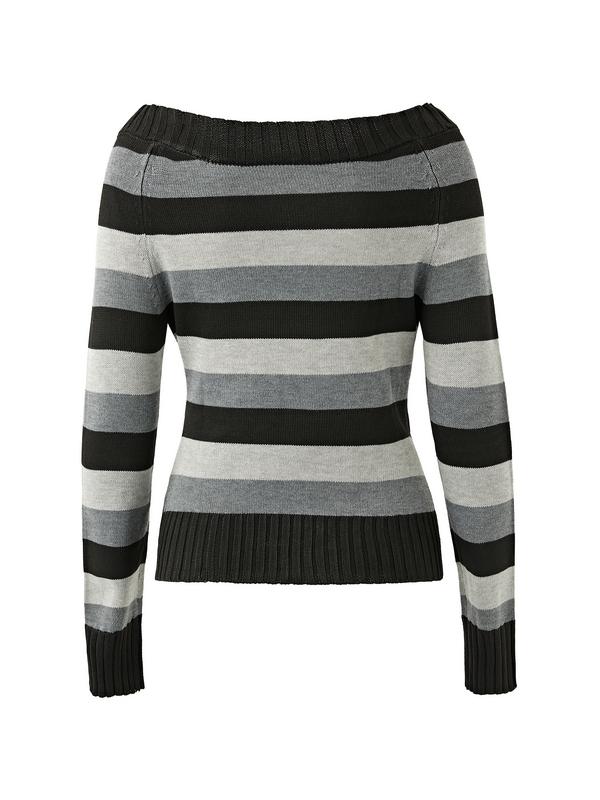 Stripe Button Decor Knit Sweater Product Image