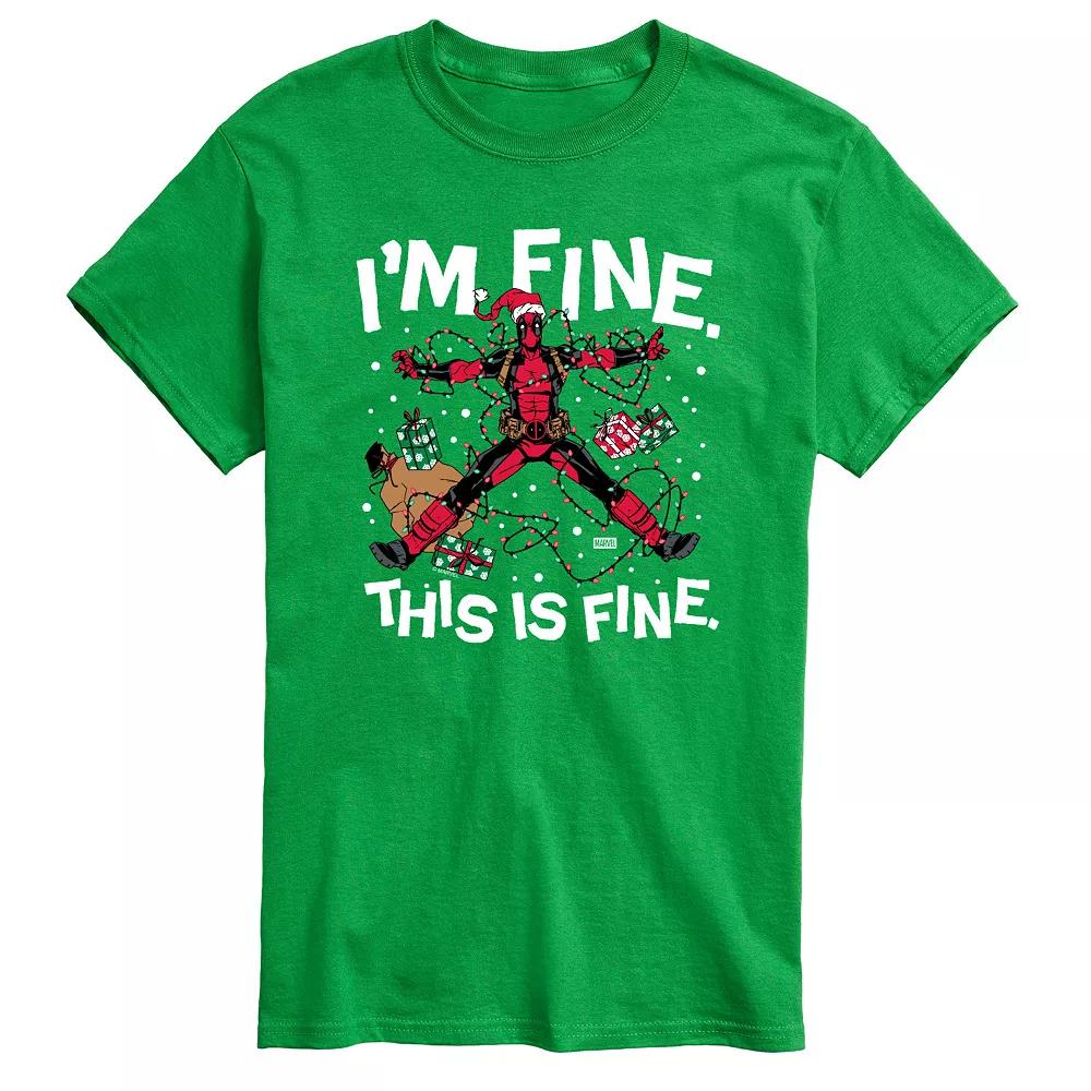 Big & Tall Marvel Deadpool I'm Fine This Is Fine Christmas Graphic Tee, Men's,  Product Image