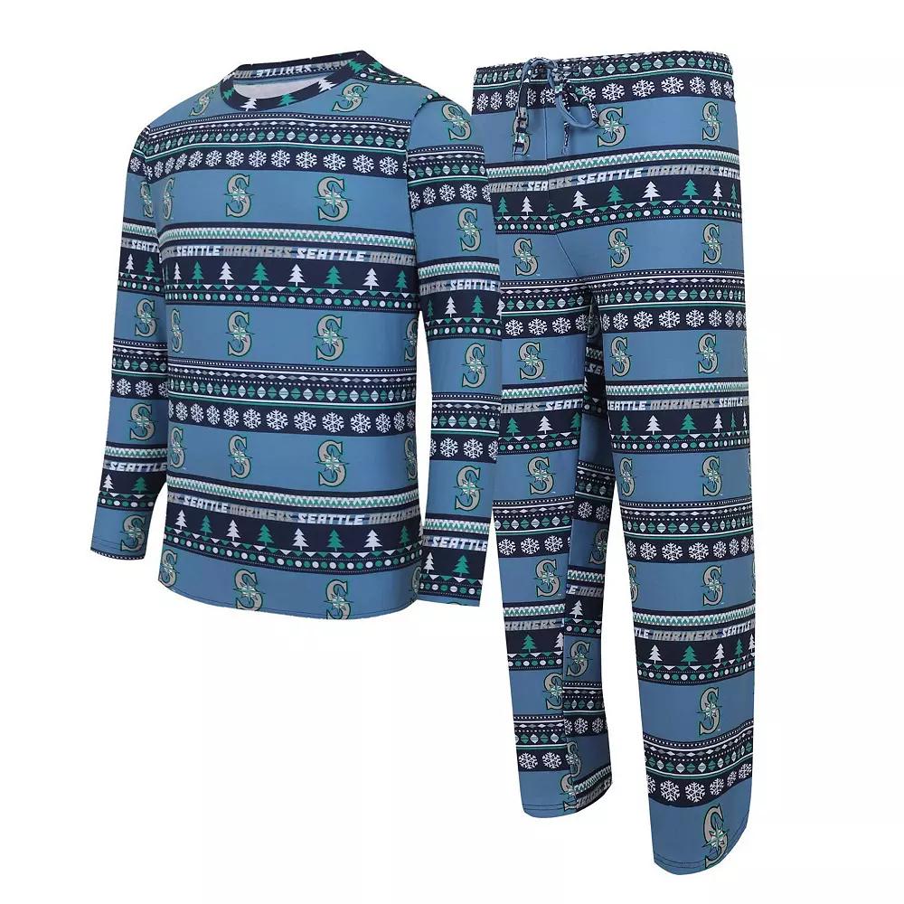 Men's Concepts Sport Navy Seattle Mariners Knit Ugly Sweater Long Sleeve Top & Pants Set, Size: Small, Blue Product Image