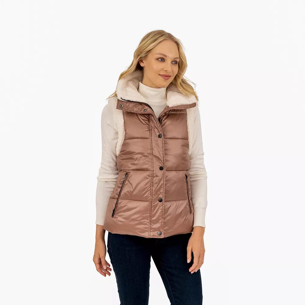 Women's Fleet Street Quilted Puffer Vest with Faux-Sherpa Trim,  Product Image