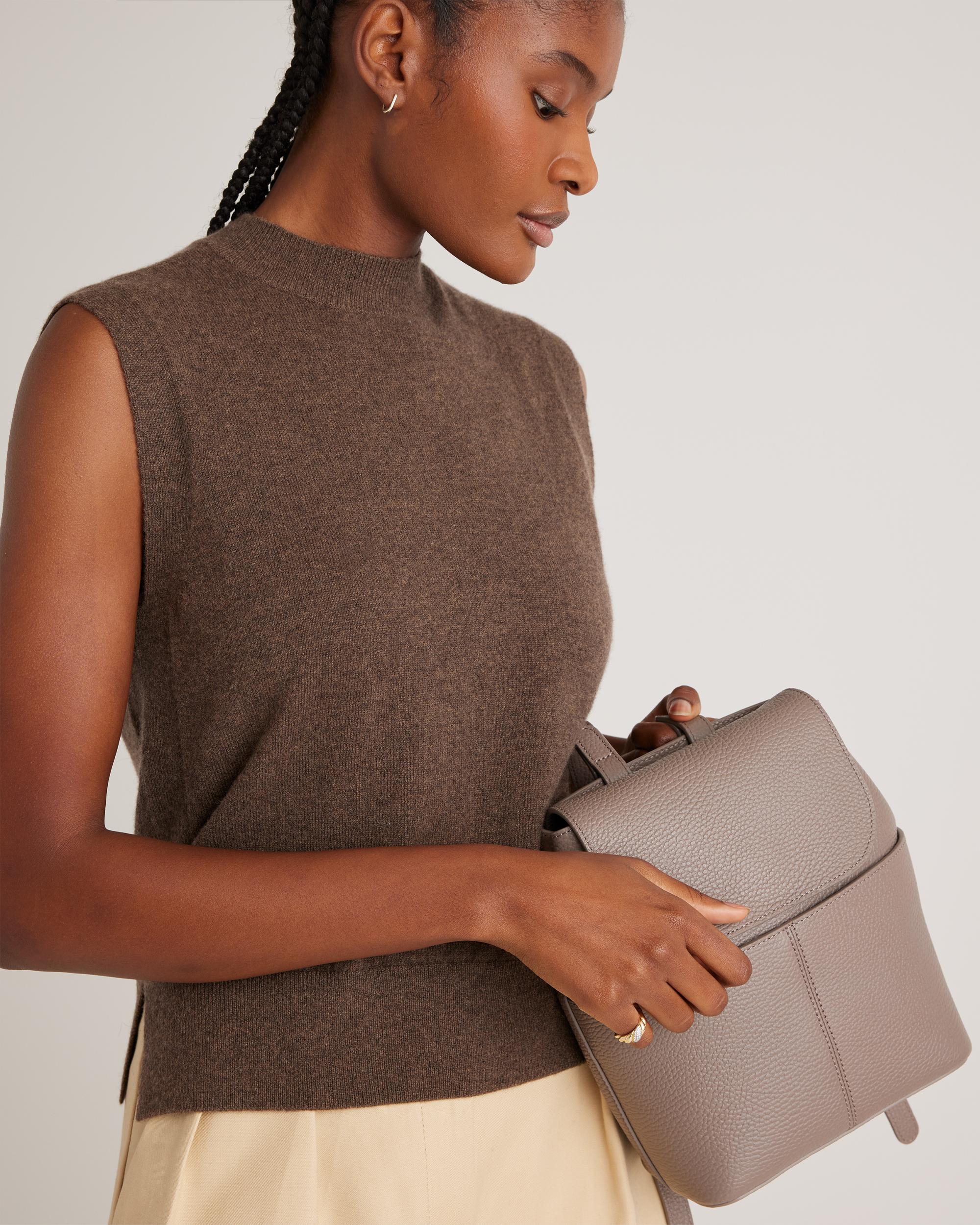 Quince | Women's Italian Leather Small Backpack in Mink Product Image