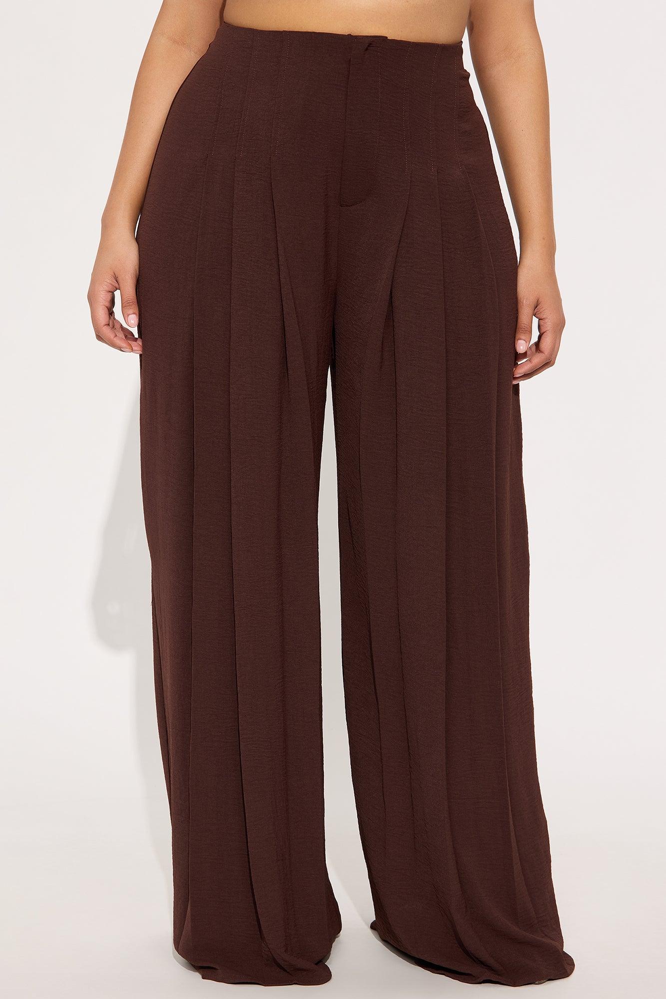 Elevate You Pleated Wide Leg Trouser - Chocolate Product Image