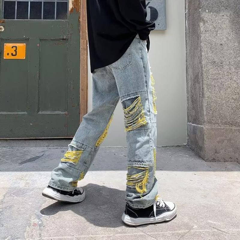 Sopula Men's Trendy Street Ripped Loose Straight Jeans Product Image