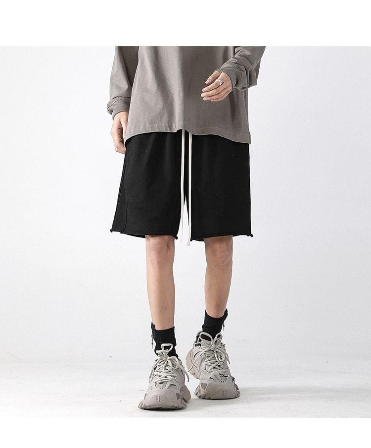 Drawstring Waist Plain Shorts Product Image