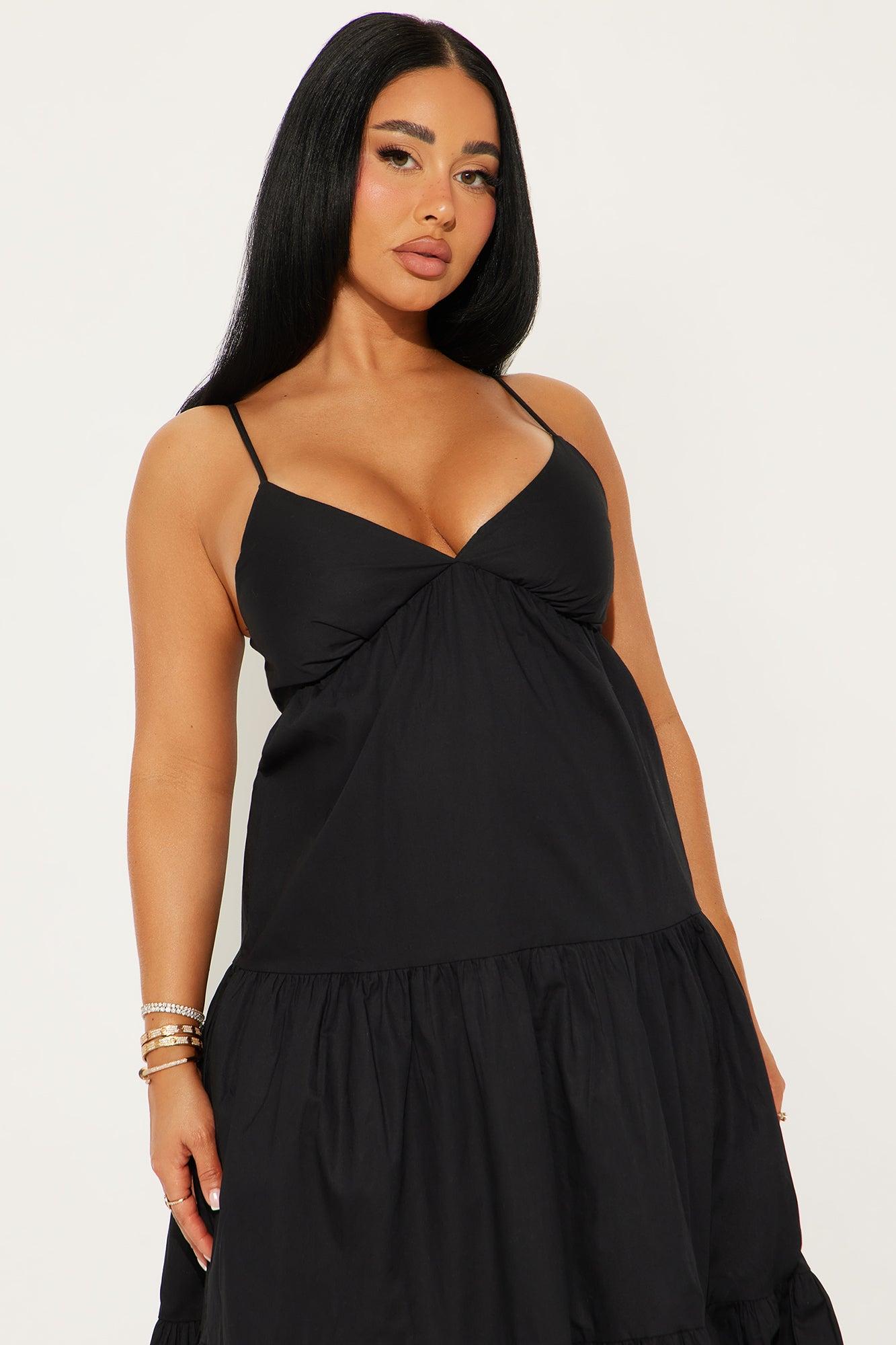Audrey Poplin Midi Dress - Black Product Image