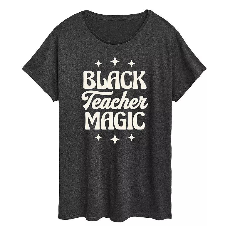 Plus Black Teacher Magic Graphic Tee, Womens Grey Green Product Image