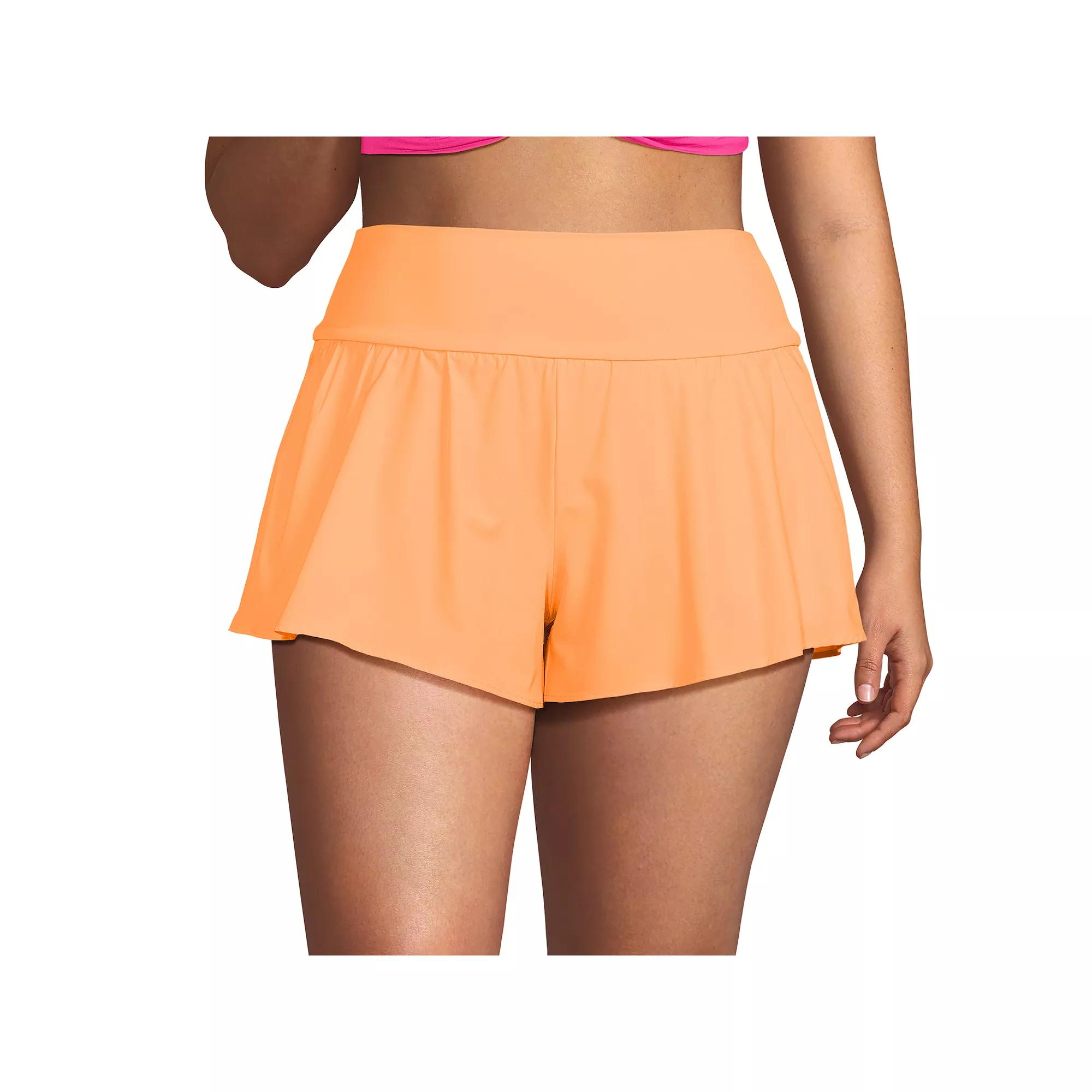 Plus Size Lands' End Pinchless Flutter Swim Shorts with Panty, Women's, Size: 26 W, Orange Mist Product Image