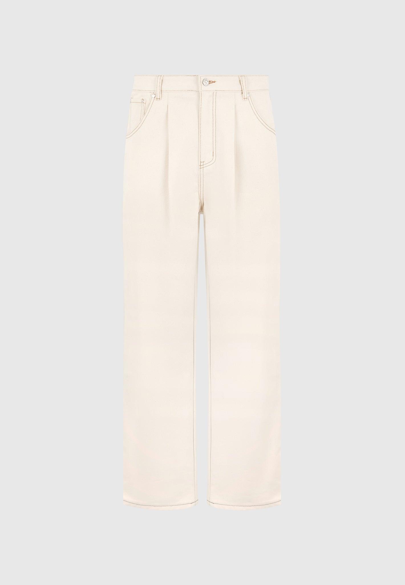 Arnault - Pleated Denim Jeans - Cream Male Product Image