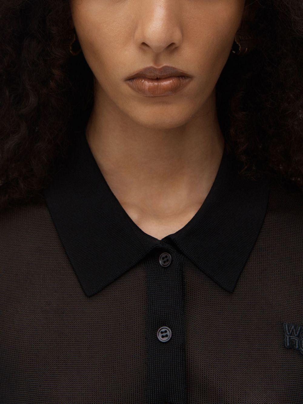 logo-embroidered polo cardigan  Product Image