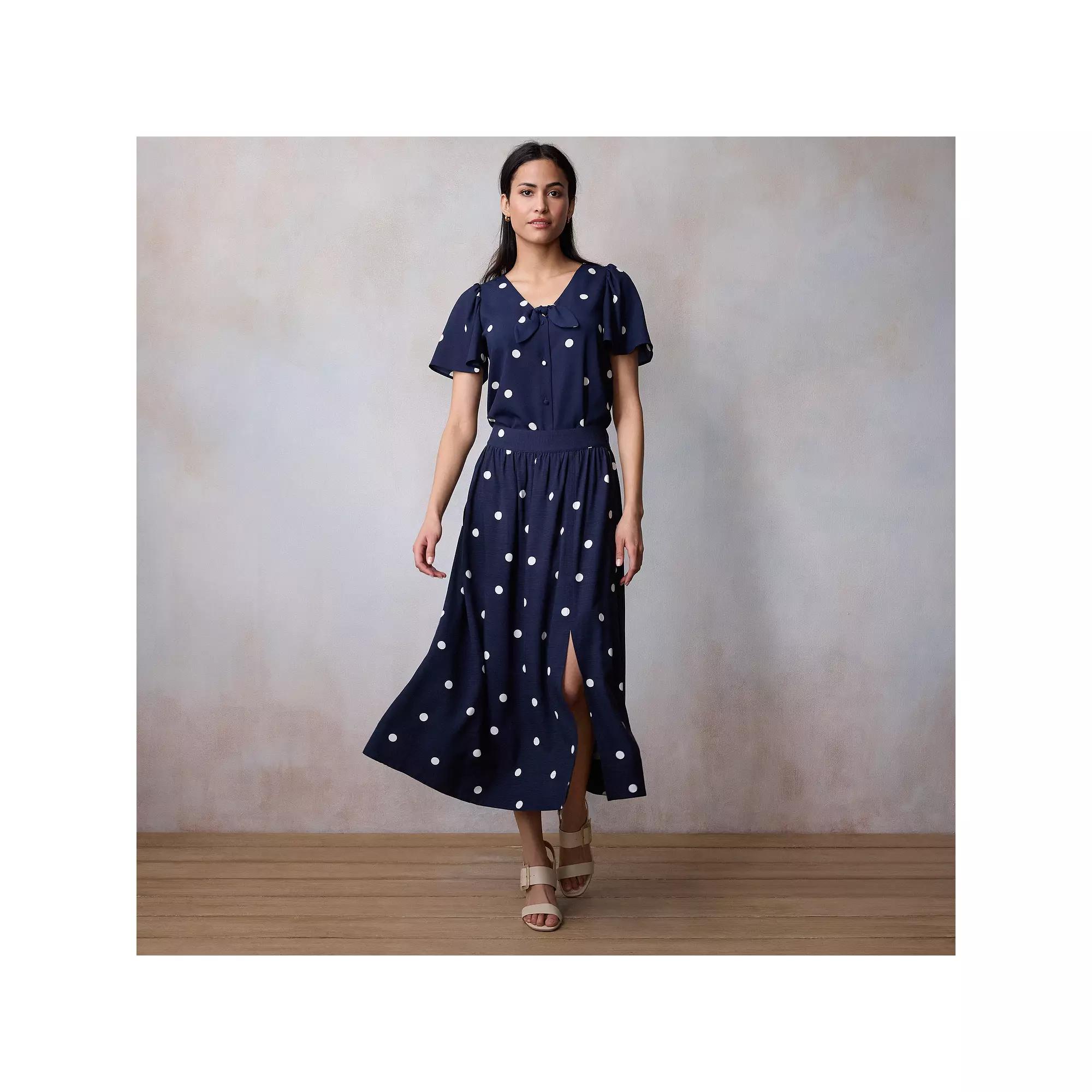 Women's LC Lauren Conrad Tie Front Flutter Sleeve Woven Top,  Product Image