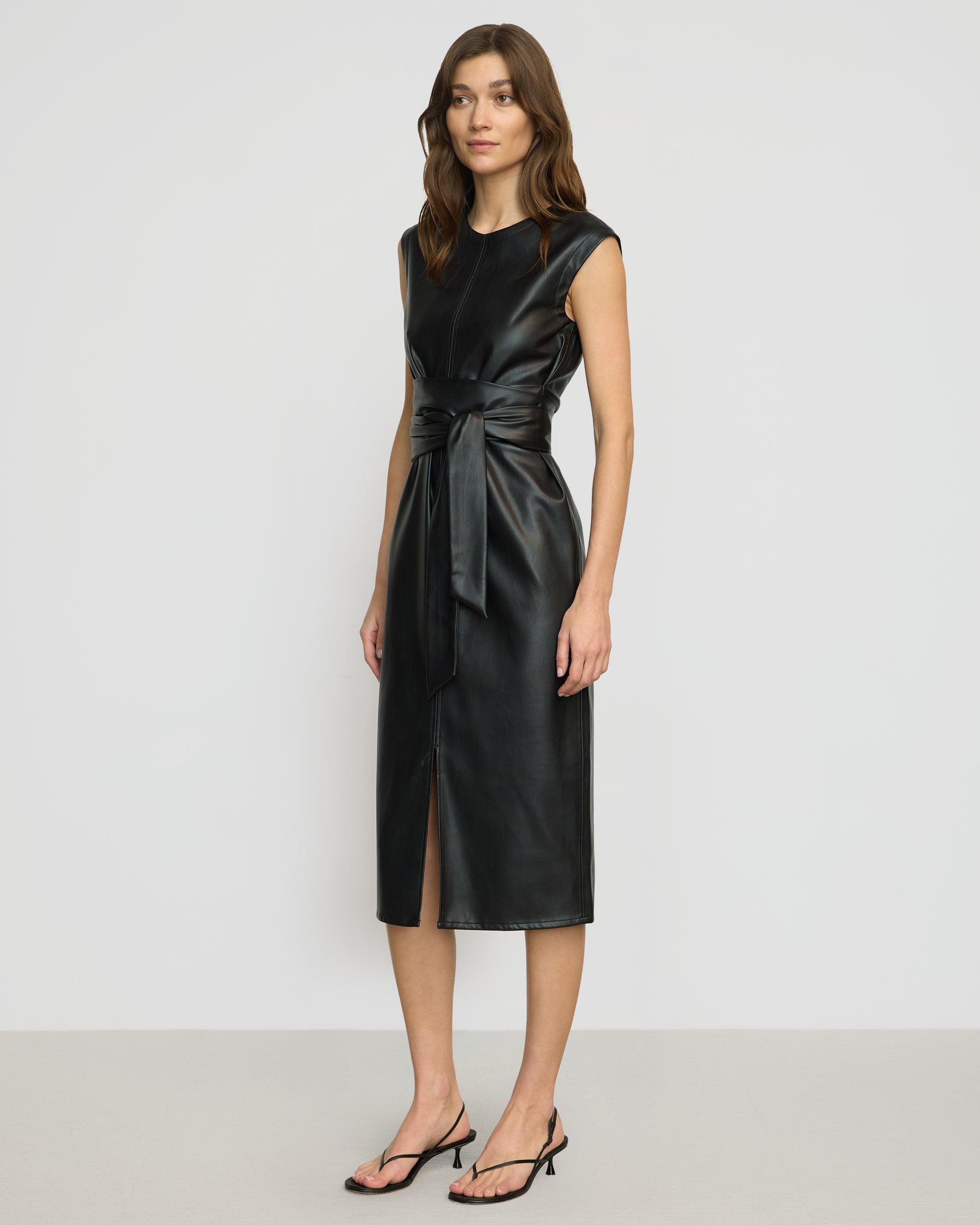 Pilar Vegan Leather Tie-Front Dress Product Image