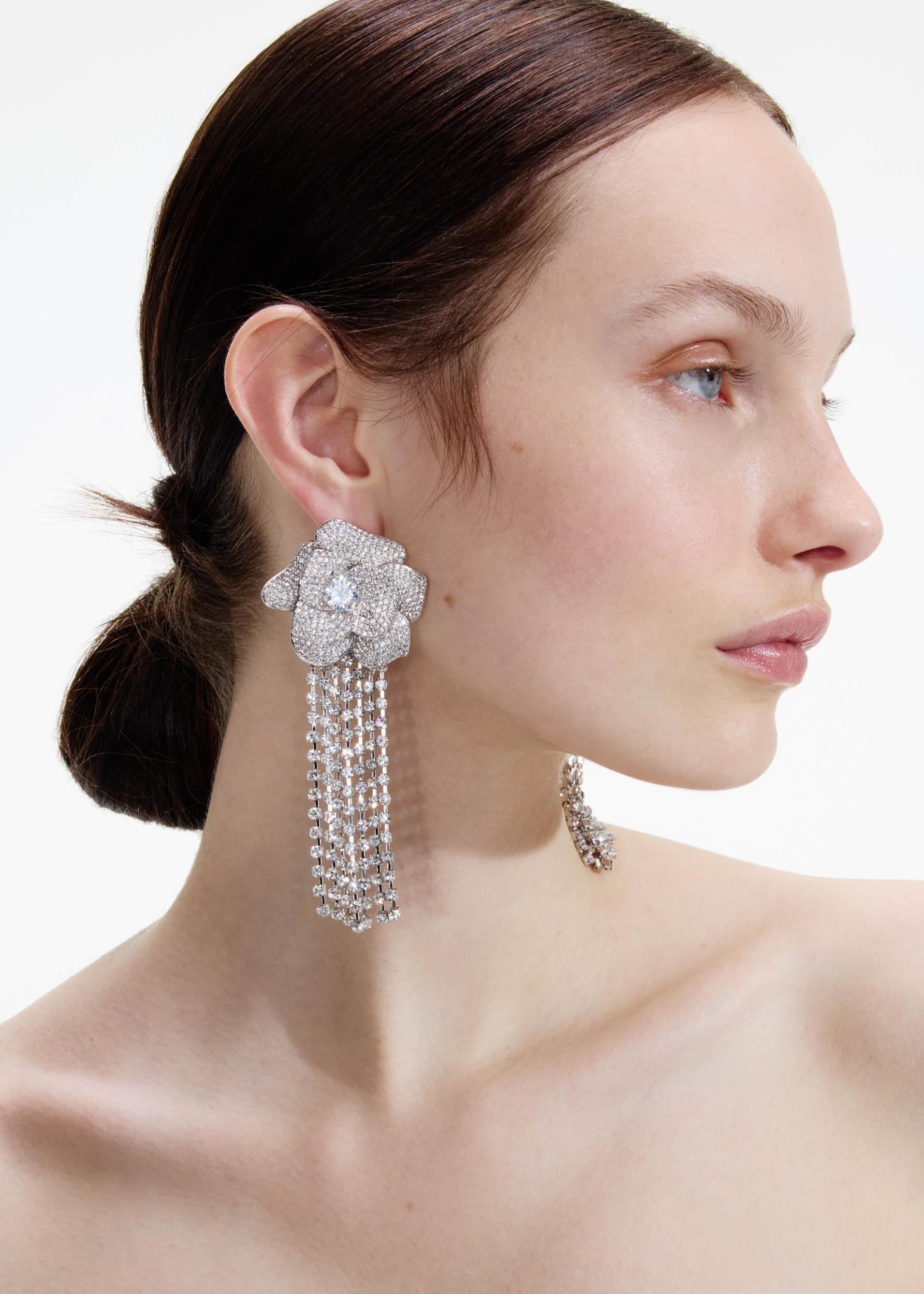 Crystal Flower Droplet Earrings Product Image