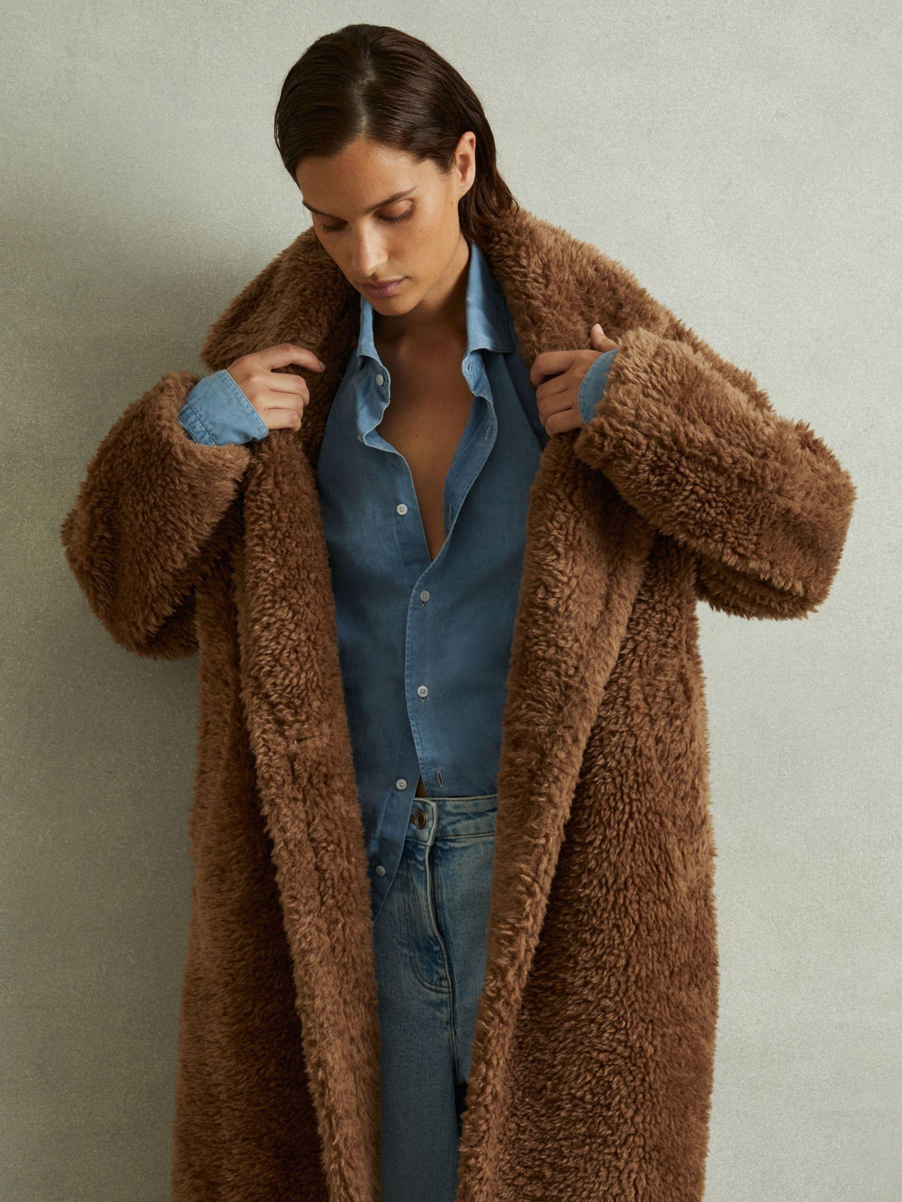 Teddy Coat with Wool in Brown Product Image