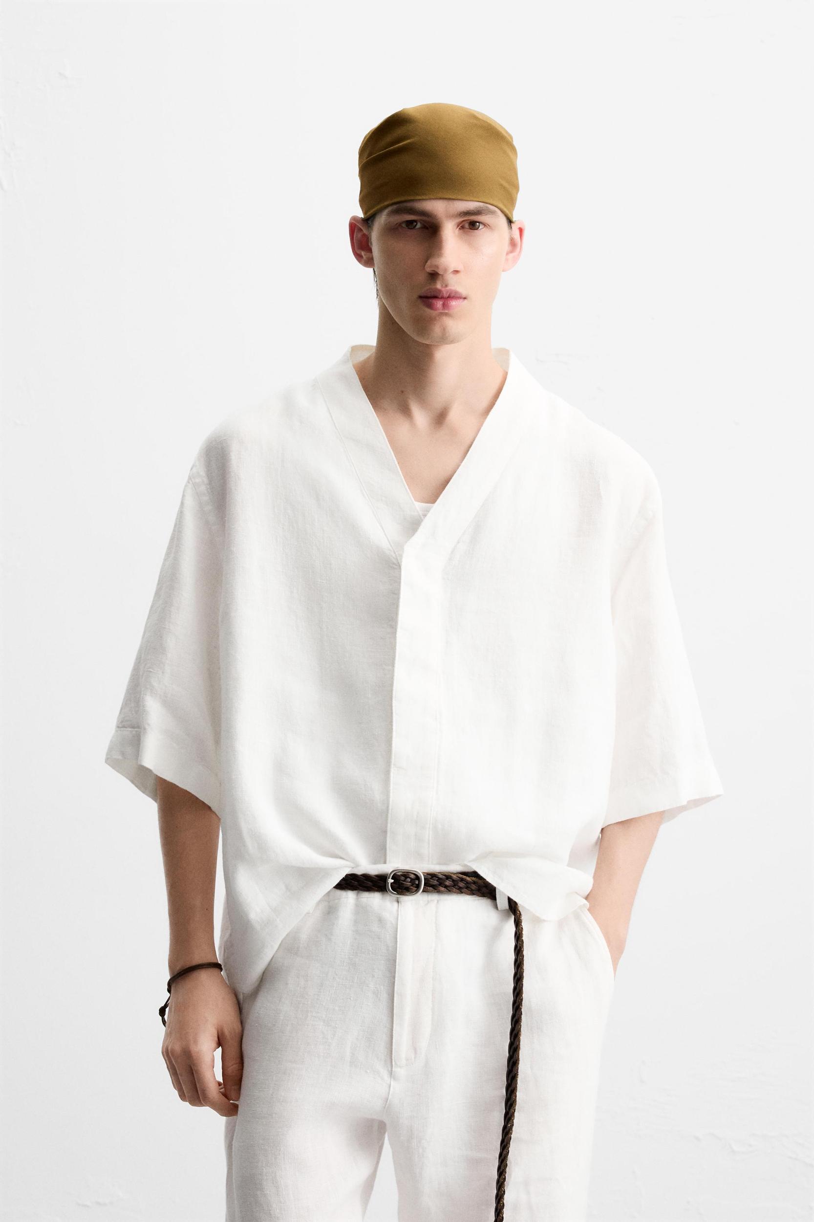 100% LINEN OVERSHIRT Product Image