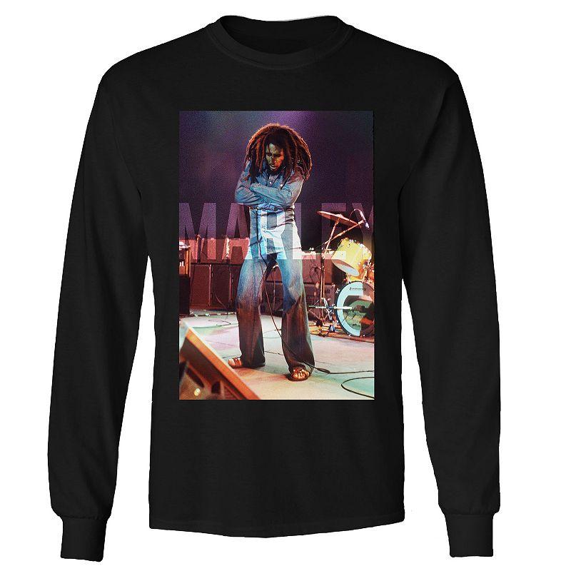 Men's Bob Marley Arms Crossed Long Sleeve Tee, Size: XL, Black Product Image