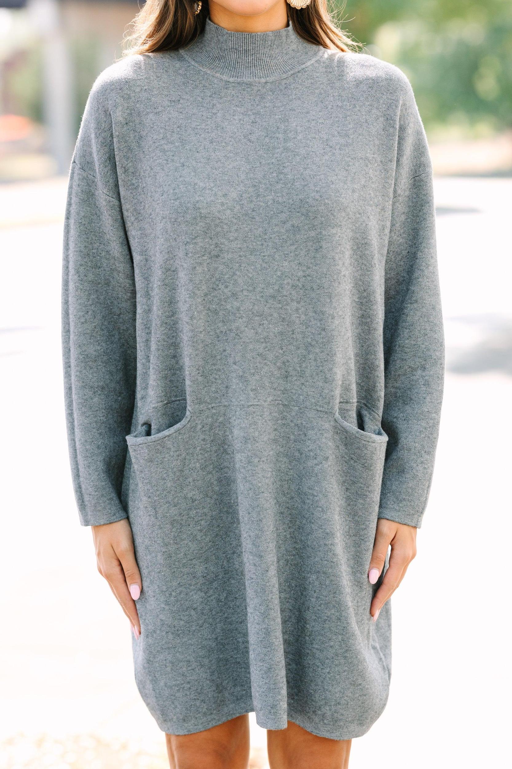 Pinch: Still In Love Gray Mock Neck Sweater Dress Female Product Image