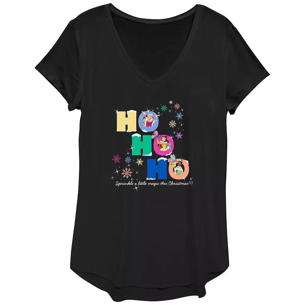 Disney Princess Aurora, Belle & Tiana Sprinkle A Little Magic This Christmas Women's Graphic Tee,  Product Image