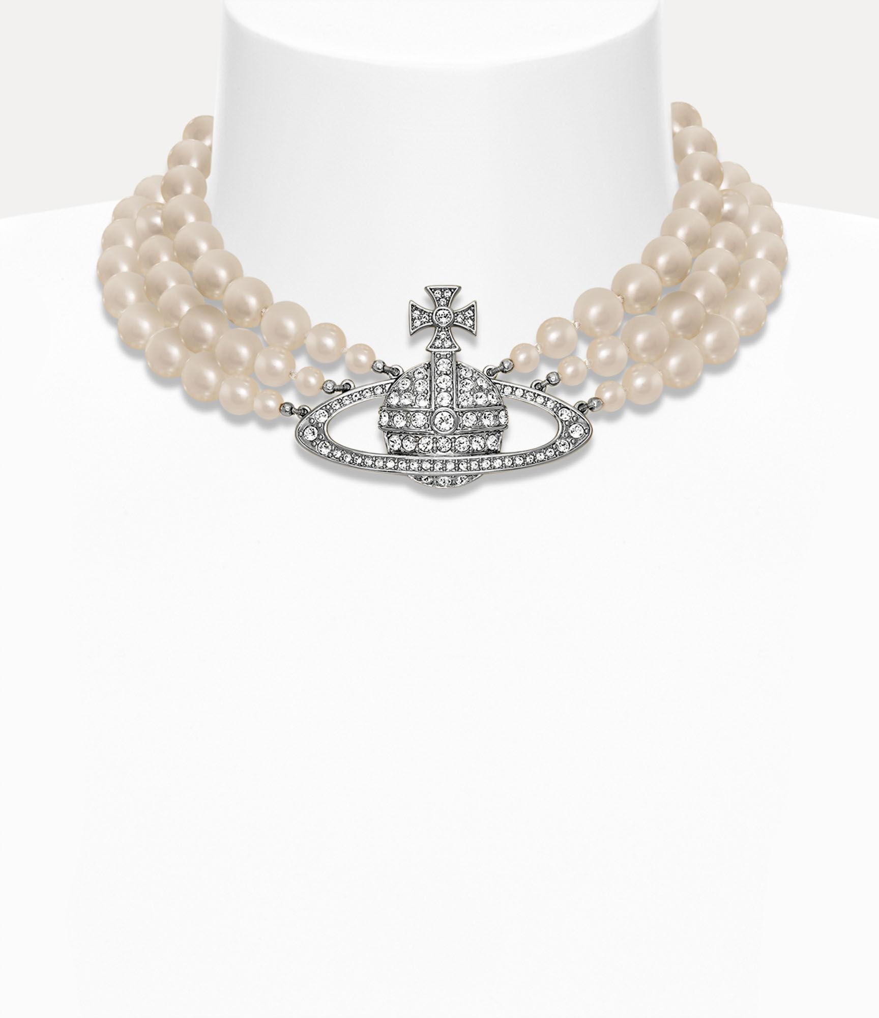 Three Row Pearl Bas Relief Choker Product Image