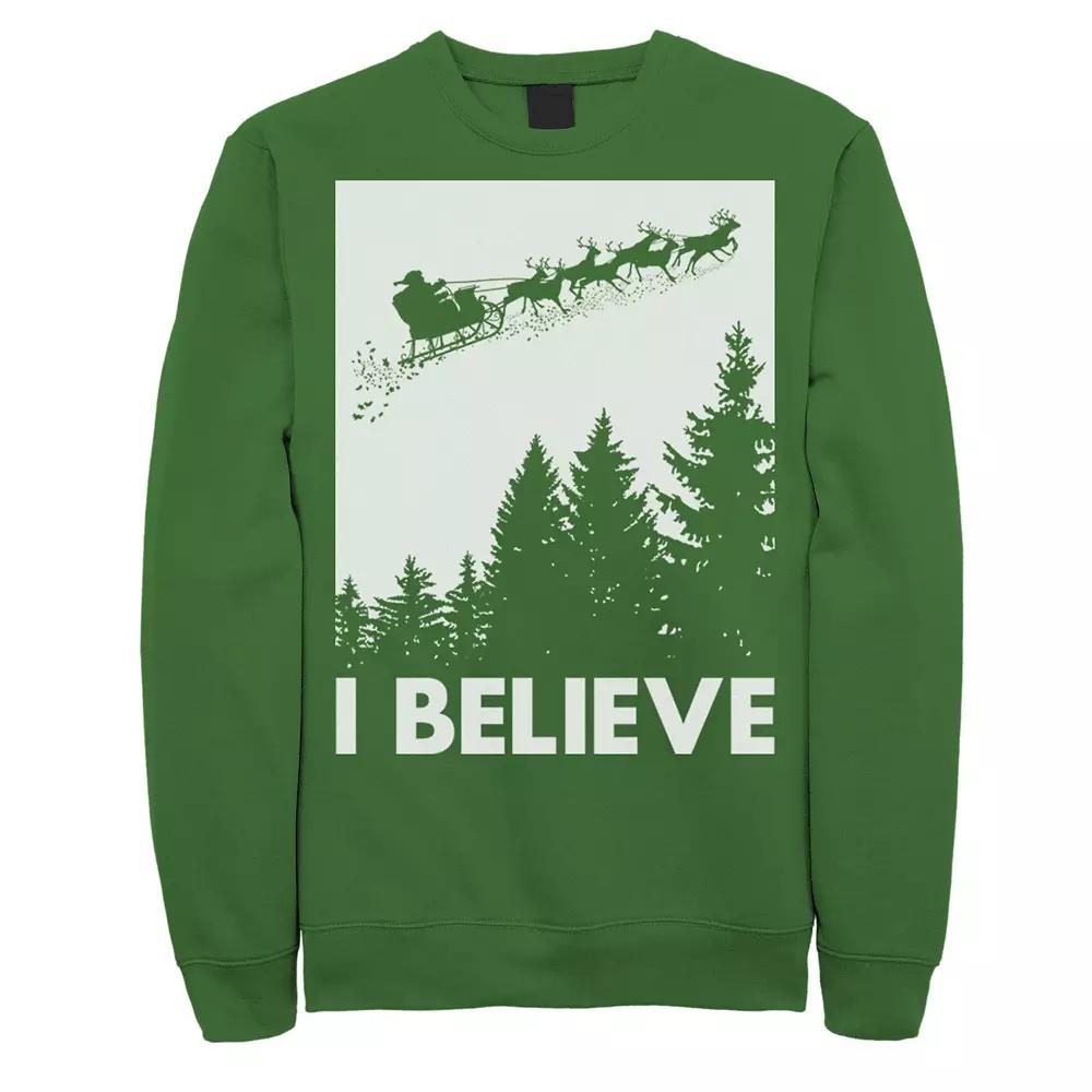 Men's Santa Claus I Believe Reindeer Christmas Sweatshirt,  Product Image
