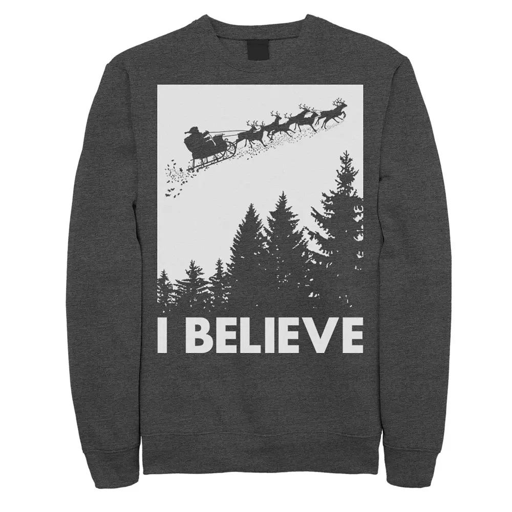 Men's Santa Claus I Believe Reindeer Christmas Sweatshirt,  Product Image