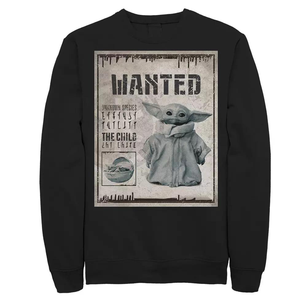 Men's Star Wars The Mandalorian The Child Aka Baby Yoda Wanted Poster Sweatshirt,  Product Image