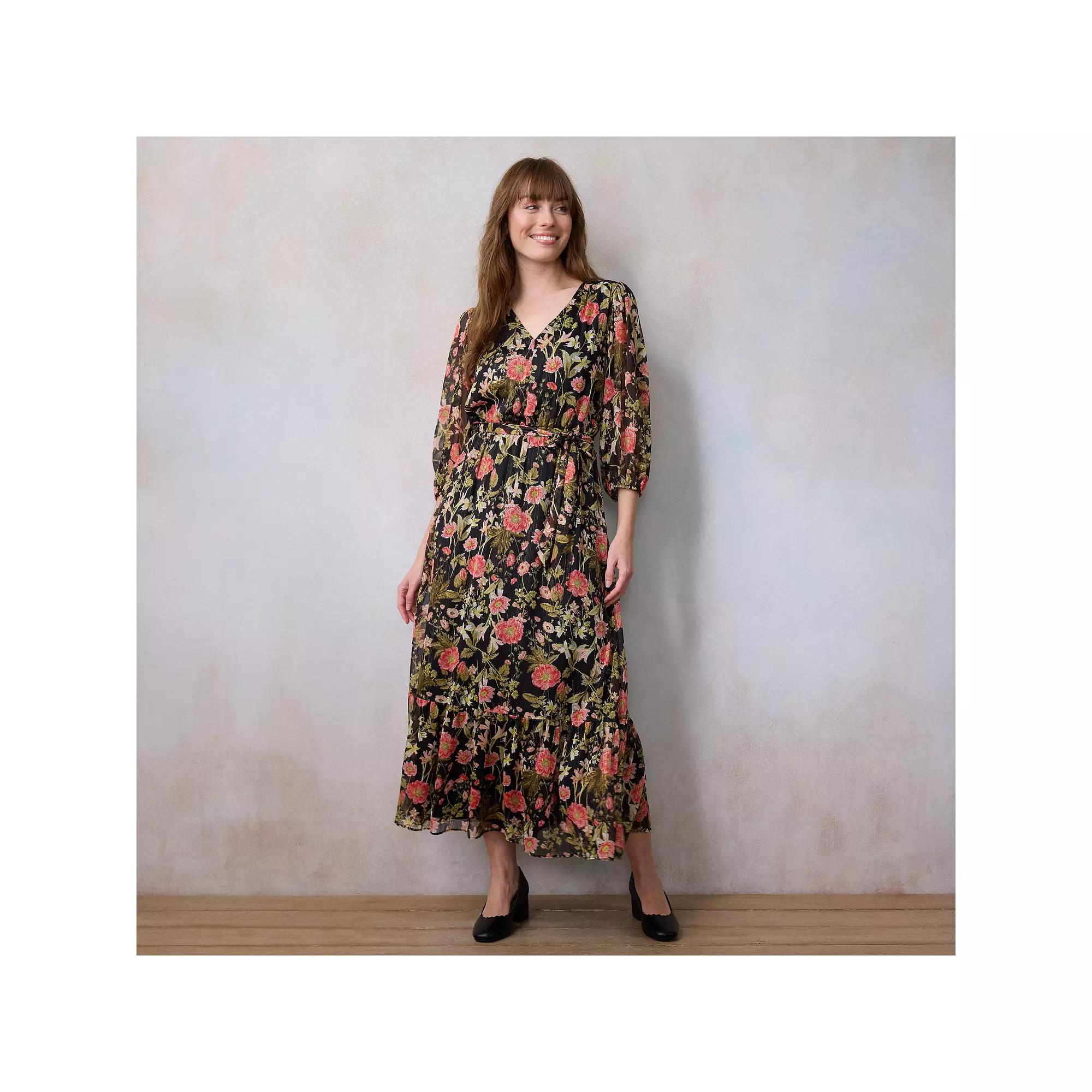 Women's LC Lauren Conrad Flowy Maxi Dress, Size: Medium, Black Bryn Botanical Product Image