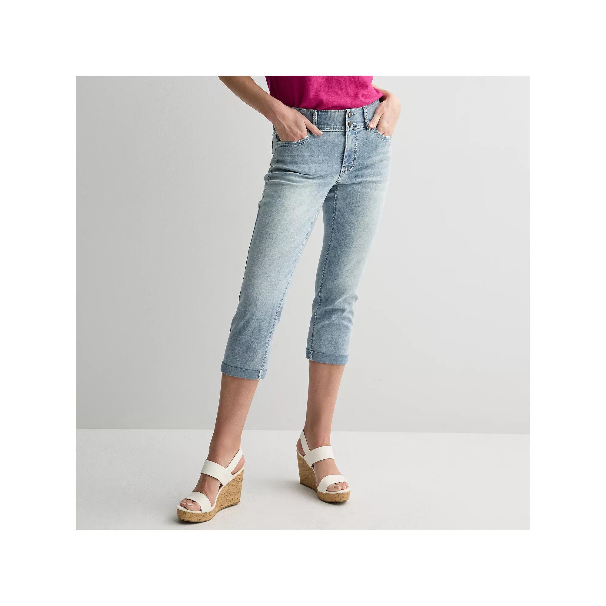 Women's Apt. 9® Tummy Control Capri Jeans, Size: 0 Regular, Light Blue Product Image