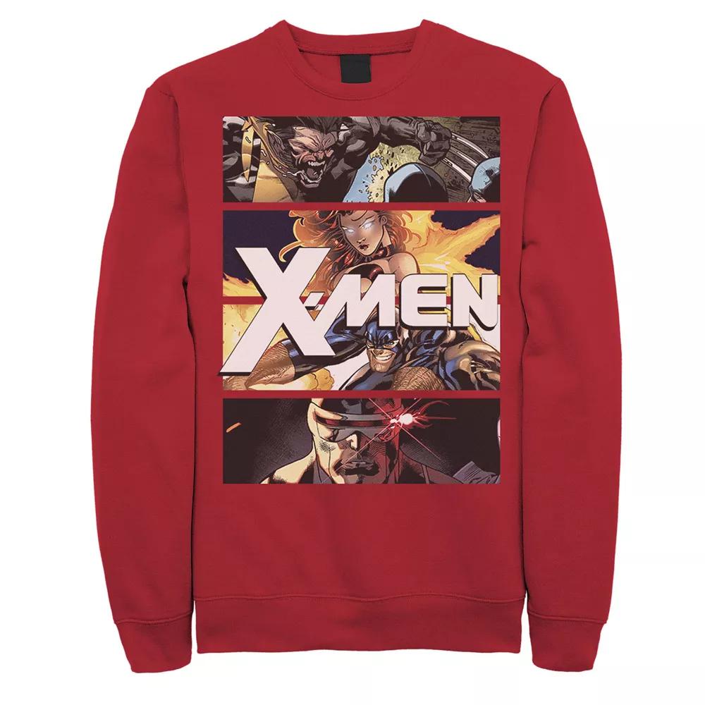 Men's Marvel X-Men Four Panel Portraits Graphic Fleece Pullover, Size: XL, Red Product Image