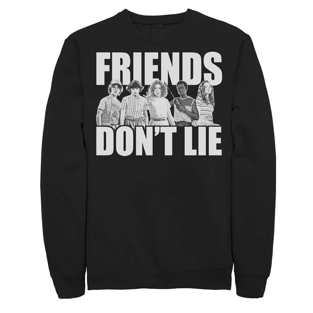 Men's Netflix Stranger Things Friends Don't Lie Group Shot Sweatshirt, Size: 3XL, Black Product Image