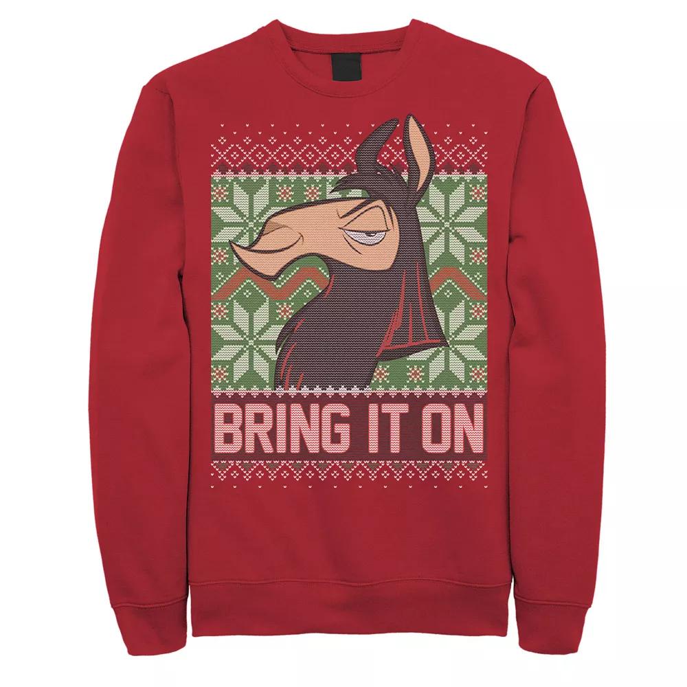 Disney's The Emperor's New Groove Kuzco Men's Bring It On Christmas Sweatshirt, Size: Small, Red Product Image