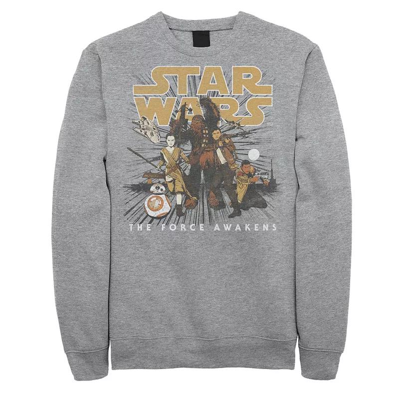 Men's Star Wars The Force Awakens Group Collage Sweatshirt, Size: Large, Athletic Grey Product Image