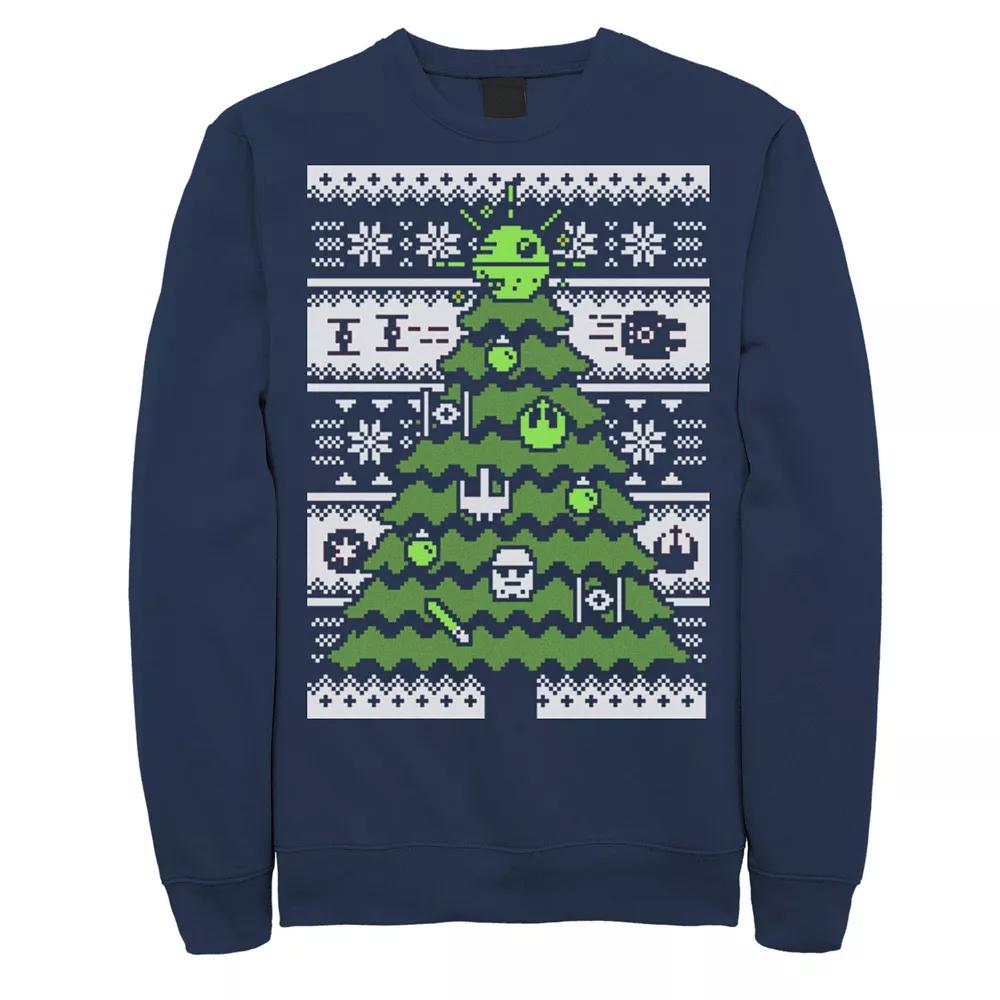 Men's Star Wars Death Star Christmas Tree Ugly Sweater Graphic Fleece Pullover,  Product Image