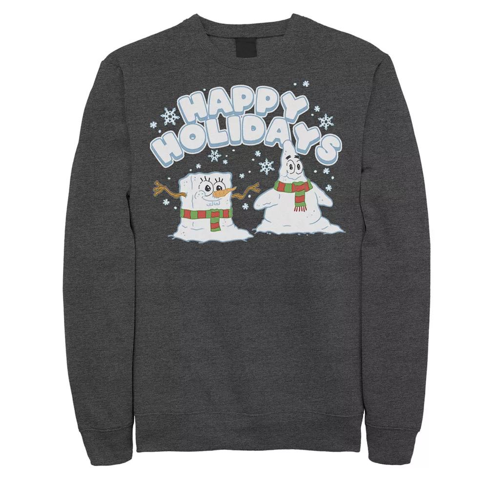 Men's Spongebob Squarepants Patrick Star Snowmen Happy Holidays Sweatshirt,  Product Image