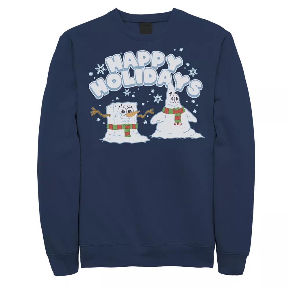 Men's Spongebob Squarepants Patrick Star Snowmen Happy Holidays Sweatshirt,  Product Image