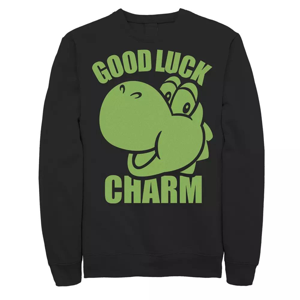 Men's Nintendo Super Mario St. Patty's Yoshi Good Luck Charm Sweatshirt,  Product Image