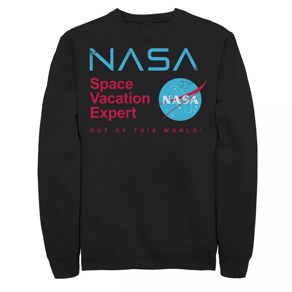 Men's NASA Space Vacation Expert Out Of This World! Sweatshirt, Size: Small, Black Product Image