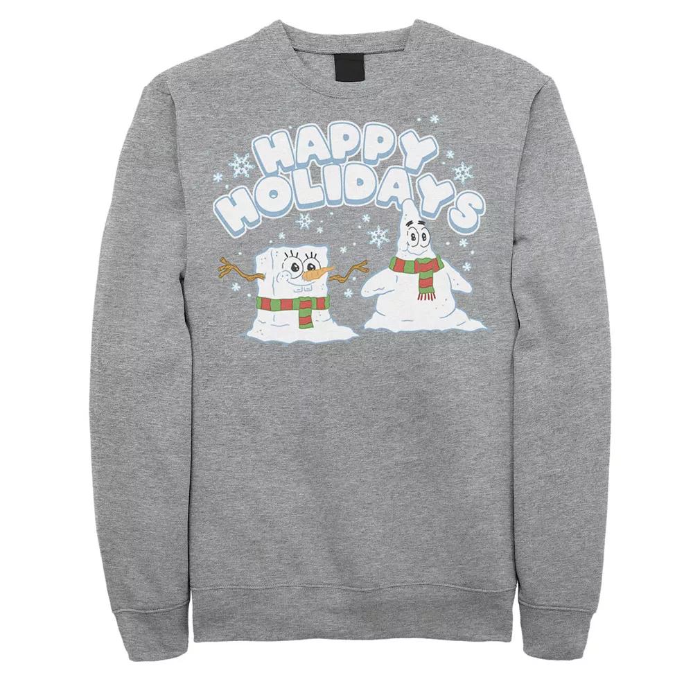 Men's Spongebob Squarepants Patrick Star Snowmen Happy Holidays Sweatshirt,  Product Image