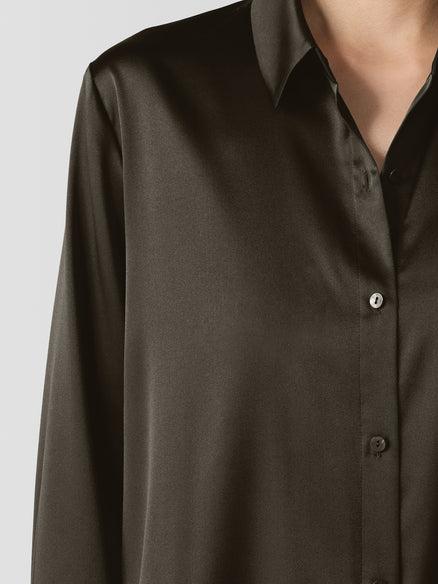 Eileen Fisher Buttery Soft Stretch Silk Shirt Product Image