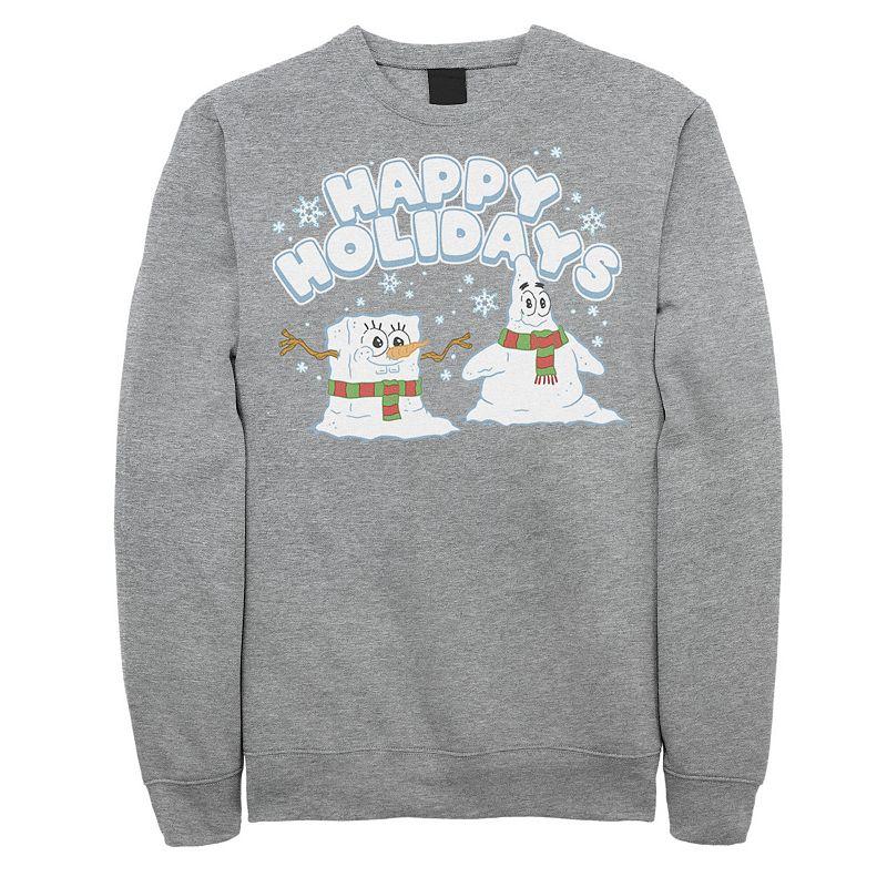 Men's Spongebob Squarepants Patrick Star Snowmen Happy Holidays Sweatshirt,  Product Image