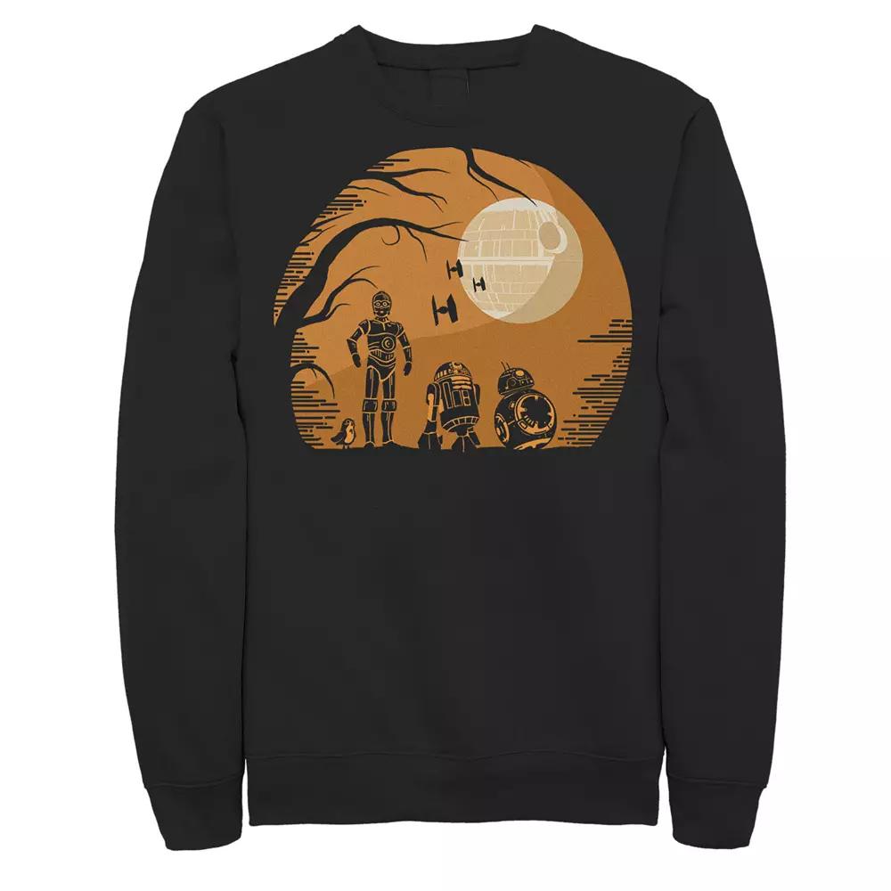 Men's Star Wars Droids Halloween Orange Death Star Sweatshirt,  Product Image