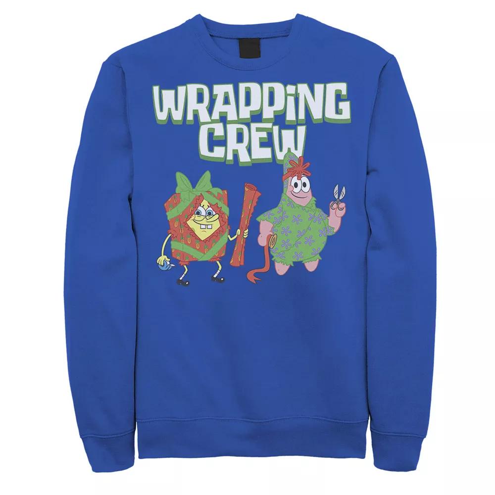 Men's Nickelodeon Spongebob Squarepants Patrick Wrapping Crew Christmas Graphic Fleece Pullover,  Product Image