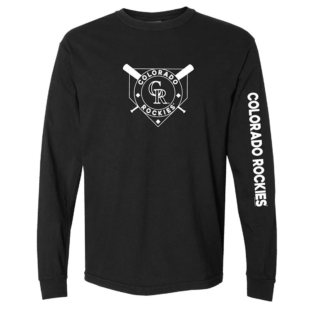 Women's Soft as a Grape Black Colorado Rockies Pigment Dye Long Sleeve T-Shirt,  Product Image