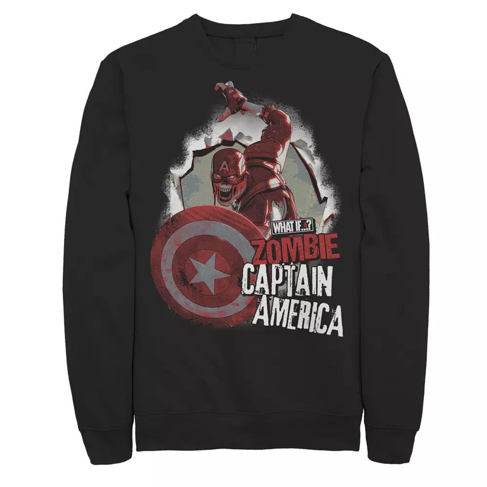 Men's Marvel What If Captain America Zombie Burst Poster Sweatshirt, Boy's,  Product Image