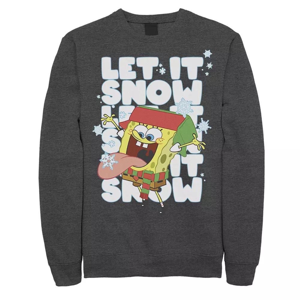 Men's Nickelodeon Spongebob Squarepants Let It Snow Let It Snow Let It Snow Graphic Fleece Pullover,  Product Image