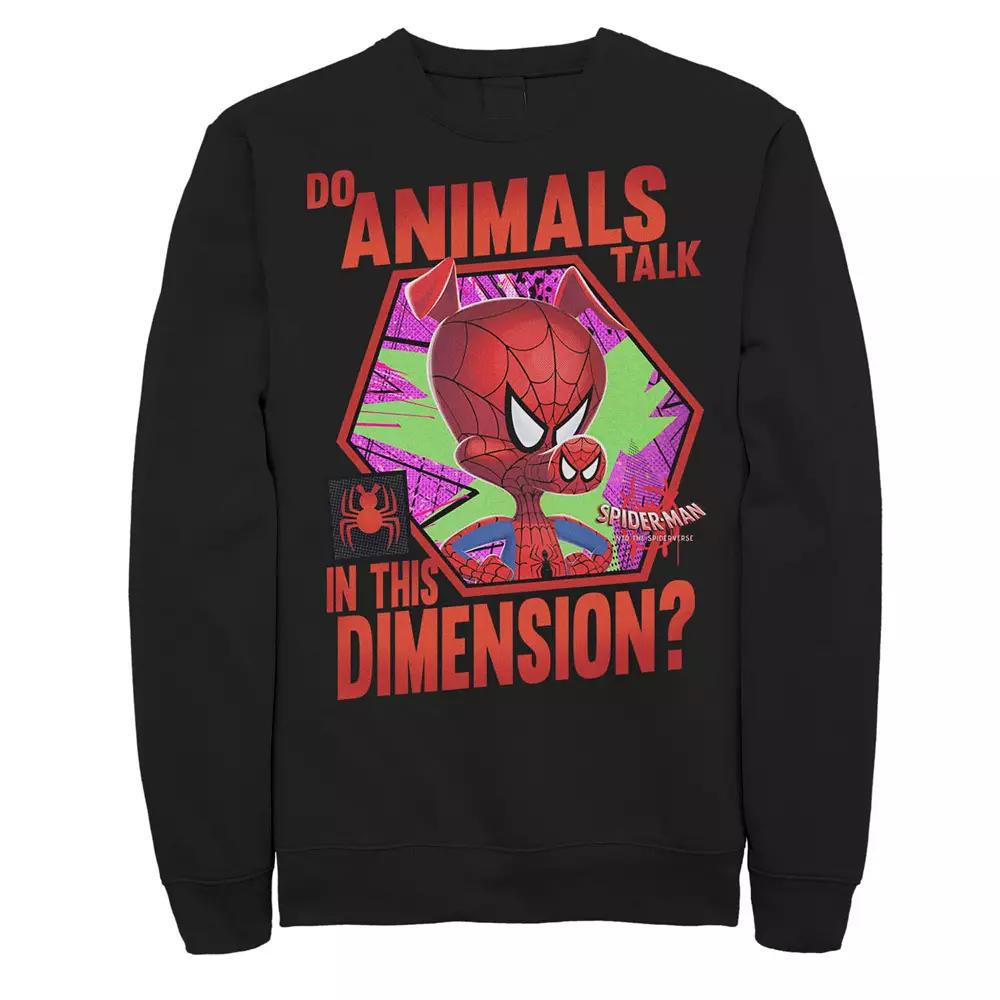Men's Marvel Spider-Man Spiderverse Animals Talk Graphic Fleece Pullover,  Product Image